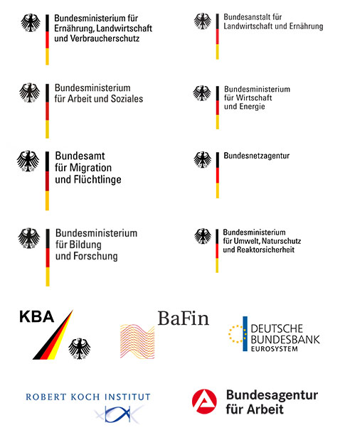 Logos der Bundesministerien, Bundesanstalten, Bundesagenturen, Institute, etc.
